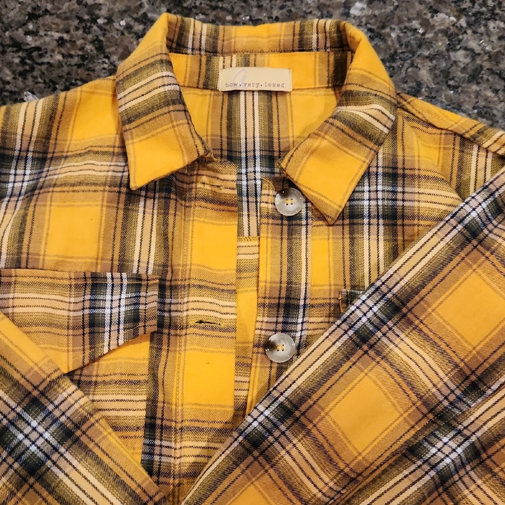 Vibrant Yellow Plaid Men's Button-Down Shirt